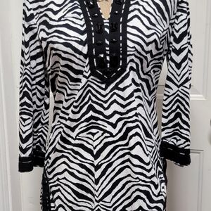 Black and White Zebra Print Women's Top By Dana Buchanab Signature Line